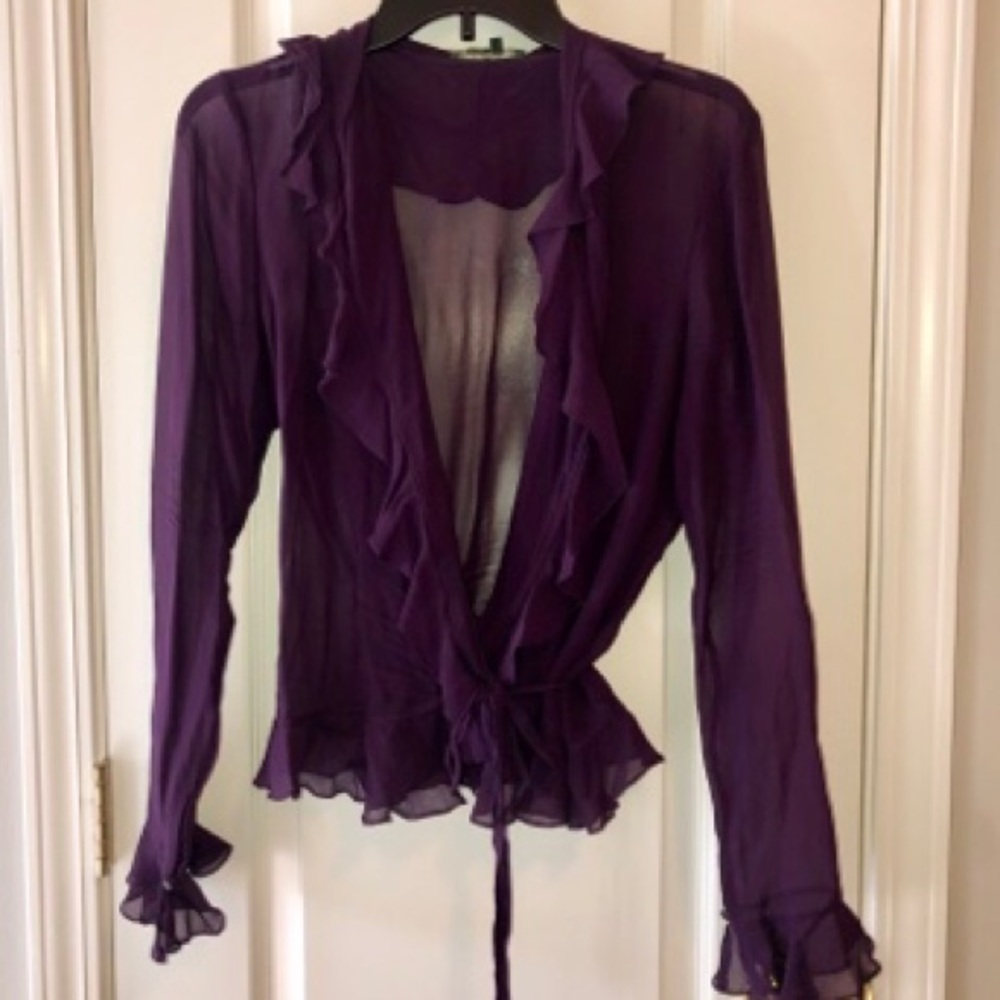 Lauren by Ralph Lauren Purple Sheer Blouse